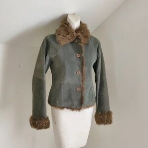 Sage Suede & Faux Fur Thinsulate Jacket